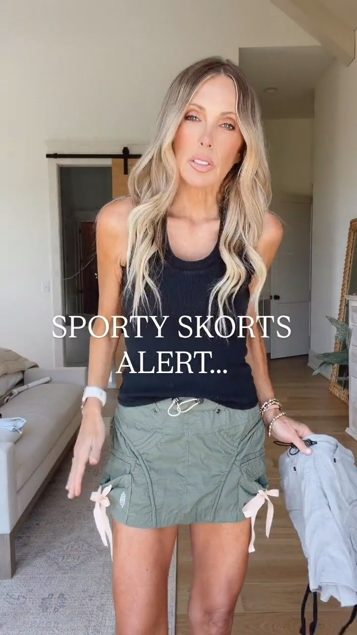 A water resistant skort that's comfortble for all day wear and dries quickly.   I'm wearing an XS.
