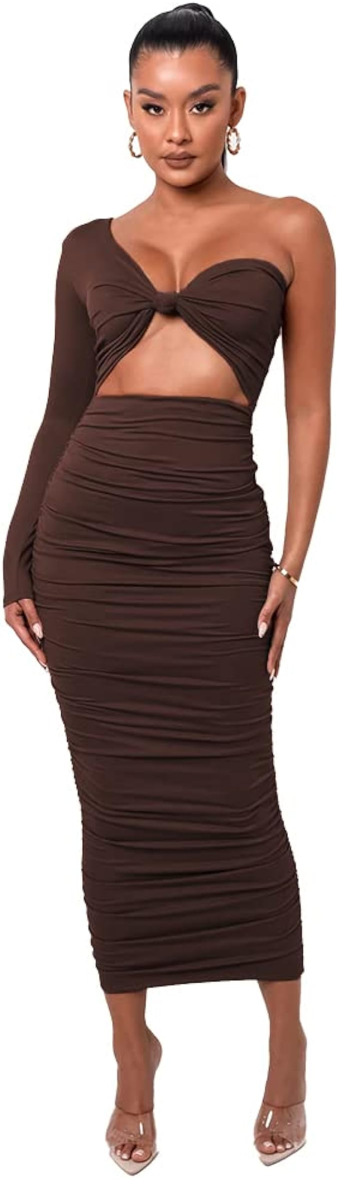 XLLAIS One Shoulder Party Bodycon Maxi Long Dresses for Women Sexy Tight Cut Out One-Piece Outfit... | Amazon (US)