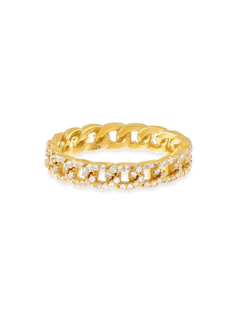 14K-Gold-Plated & Cubic Zirconia Chain Ring | Saks Fifth Avenue