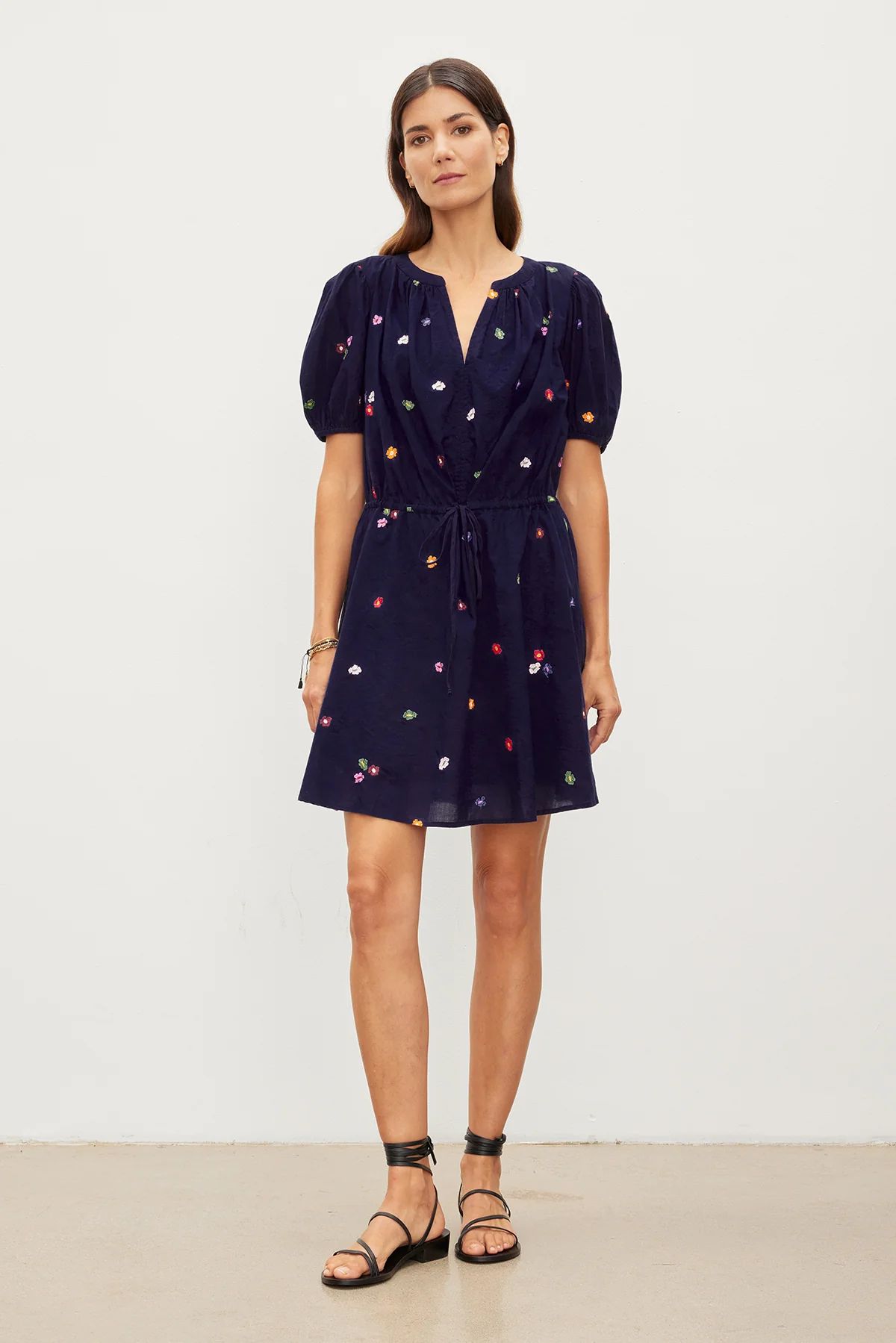 CLEO EMBROIDERED PUFF SLEEVES V-NECK BOHO DRESS | Velvet by Graham & Spencer