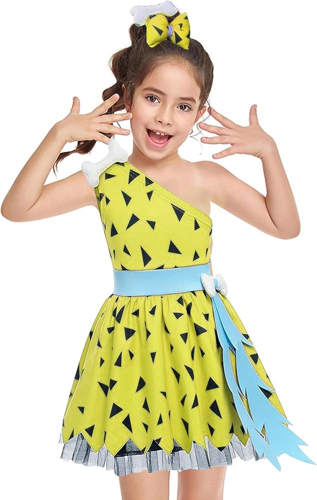 Kids Baby Bam Bam Costume Caveman Historical Stone Age Outfit for Girls Halloween Cosplay Dress U... | Amazon (US)