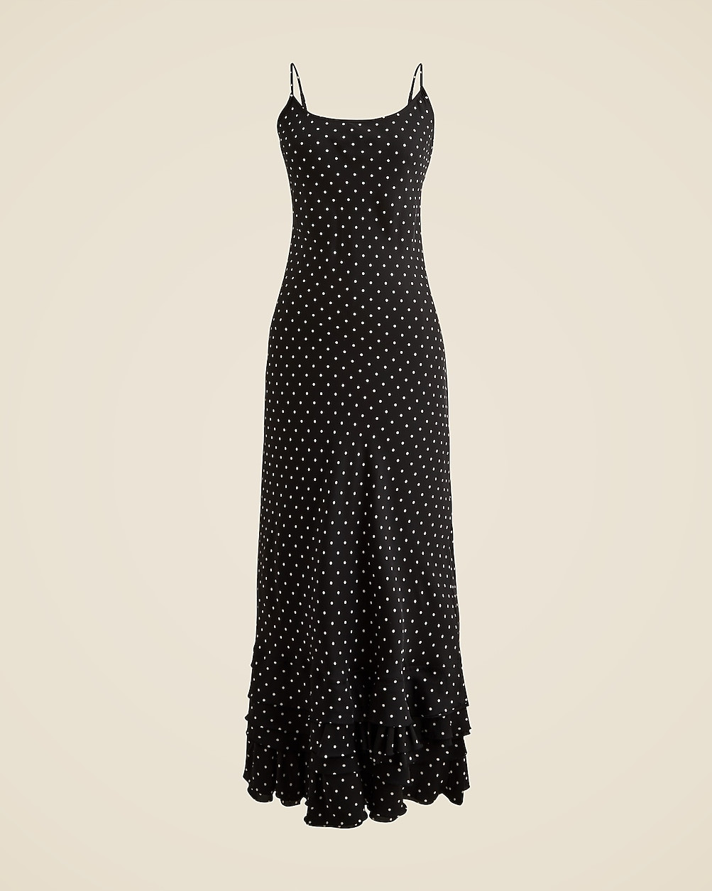 Ruffle-hem slip dress in dot print | J. Crew US