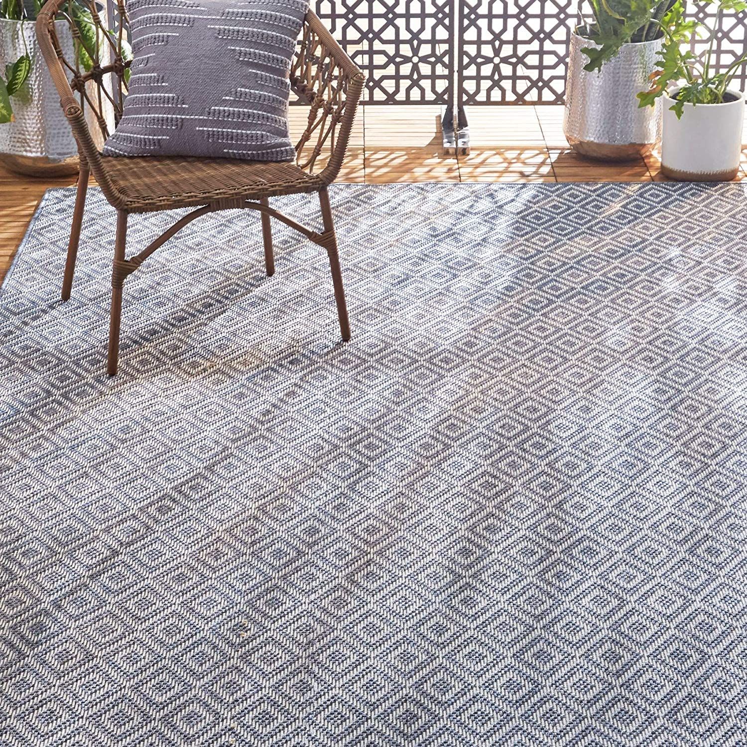 Home Dynamix Tripoli Lydia Modern Indoor/Outdoor Area Rug, Denim/Cream, 6'6"x9'6" Rectangle | Amazon (US)