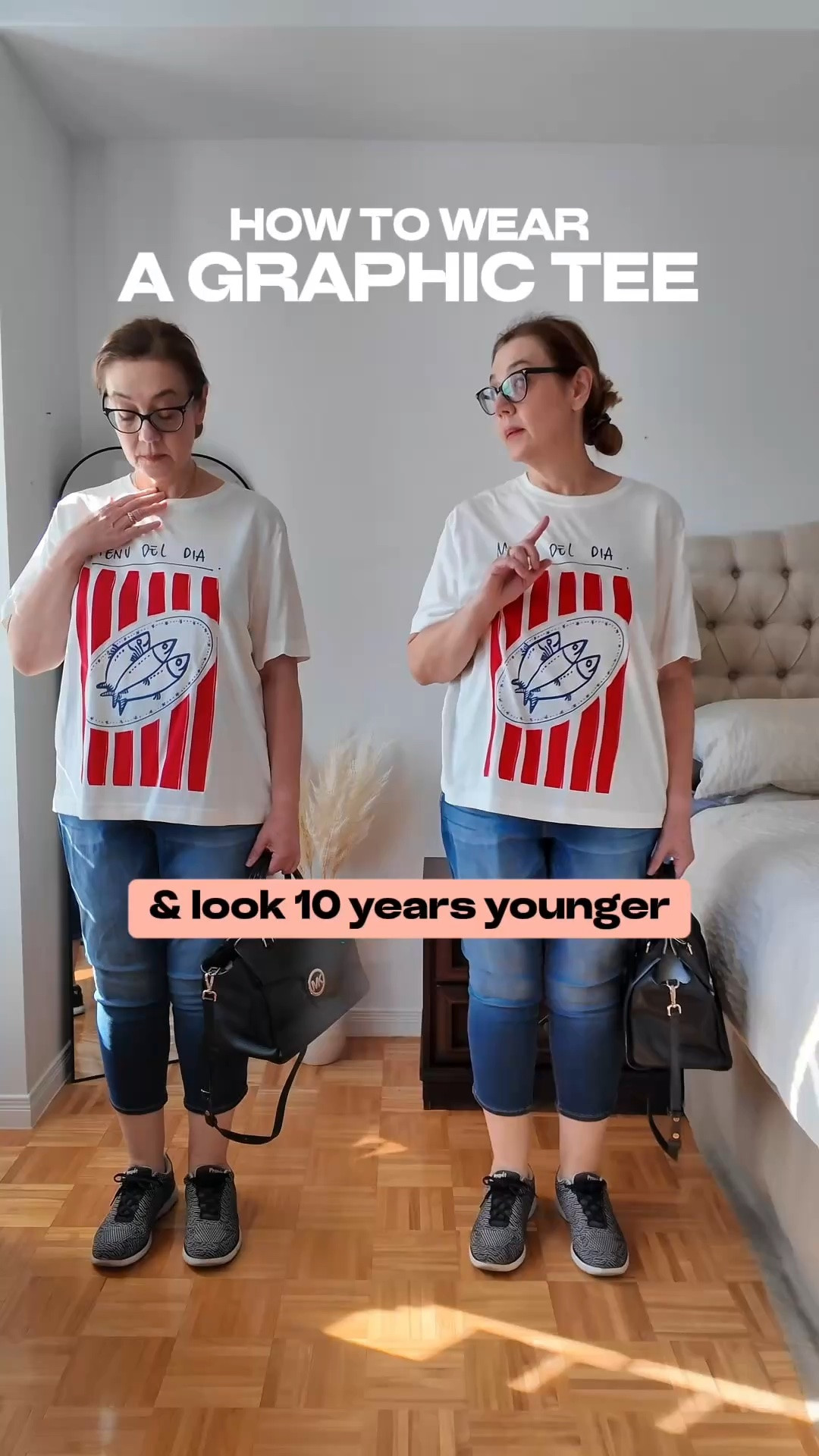 Graphic tee-shirts that we all love can age you unless you style them properly. If you don’t like tucking them in, pin up one side to create asymmetrical hem. It will look slimmer and guide the eyes away from the stomach area.

Which side are you on- Left or Right? Comment below ⬇️ 

Save for inspiration and share with a friend who loves wearing graphic tees.

Follow for more easy tips and tricks on style, beauty and lifestyle for women over 50.

#LTKsummer #LTKfall #LTKstyletip