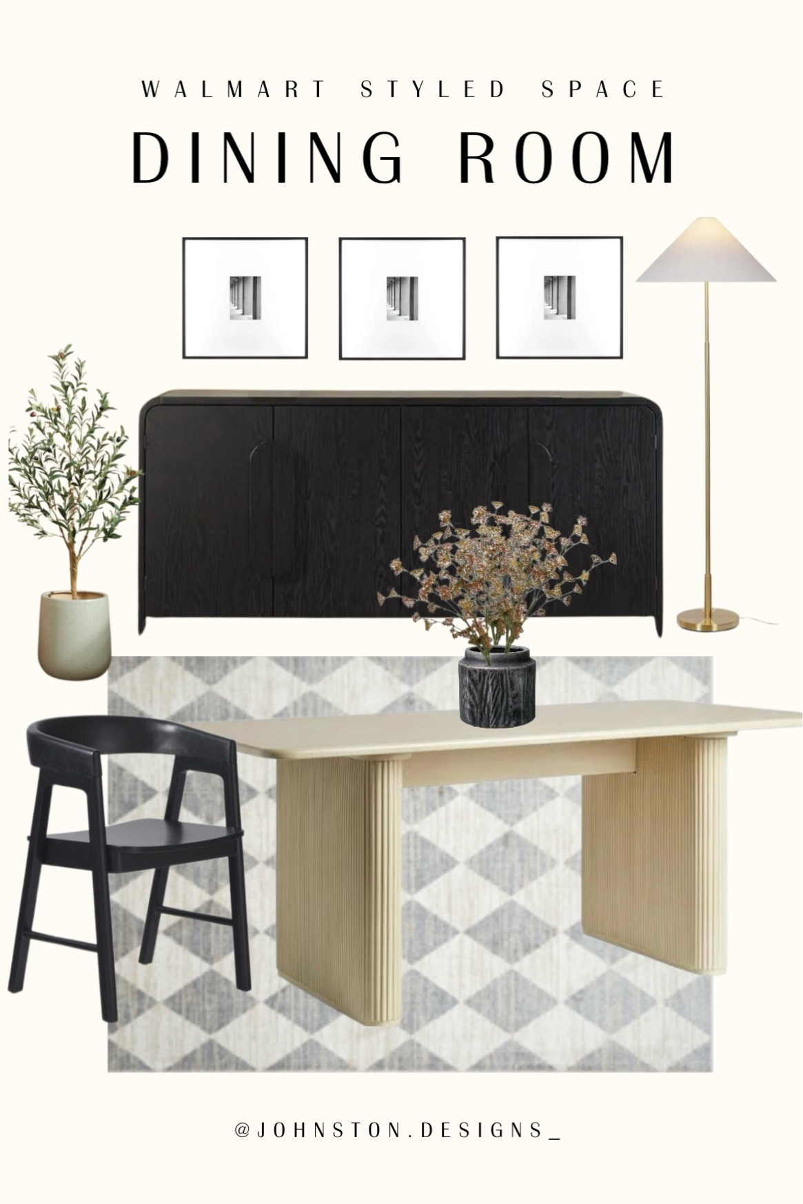 Walmart Styled Space : Dining Room

I am LOVING this new sideboard / console table that just dropped at Walmart.  I also have the arched cabinet/bookcase version that matches it and love. 

@walmart #walmarthome

Dining room decor, dining room design, dining room inspo, dining chair, dining table, diamond rug, area rug, faux olive tree, gallery wall frames, floor lamp, modern home design 

#LTKSaleAlert #LTKHome