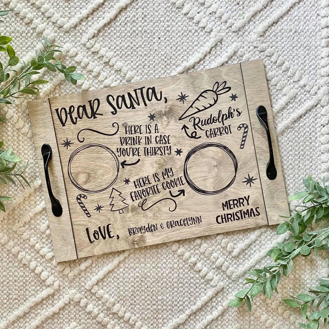 Custom Printed Santa Tray - Christmas Eve Milk & Cookies - Christmas Decor | Etsy (US)