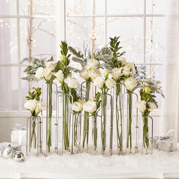 10 Piece Rosedale Clear/Stainless Steel Glass Table Vase Set | Wayfair North America