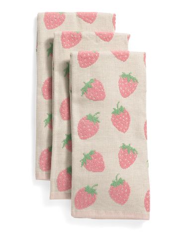 Set Of 3 Strawberry Kitchen Towels | TJ Maxx