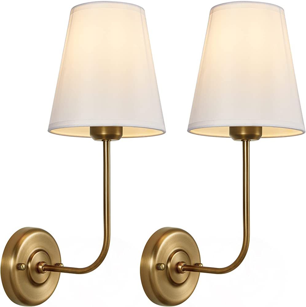 Passica Decor Wall Sconces Set of Two Antique Brass Vintage Industrial Wall Lamp Light Fixture wi... | Amazon (US)