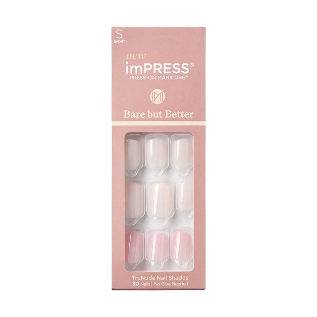 KISS imPRESS Bare but Better Press-on Nails, ‘Effortless Finish’, 30 Count | Walmart (US)