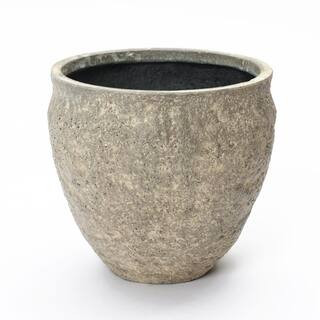 LuxenHome Weathered Earthstone Green Round Planter, 12.4 in. Round, Textured Concrete Pot WHPL275... | The Home Depot