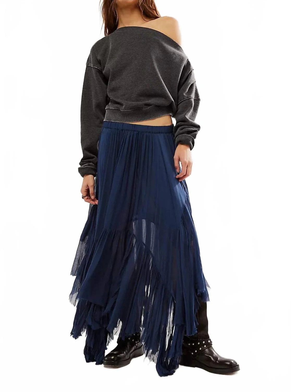 Clover Maxi Skirt In Dried Indigo | Shop Simon