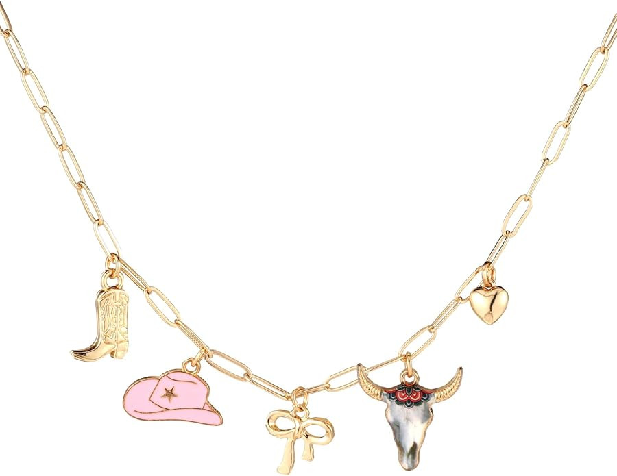 Cowgirl Necklace for Women, Dainty Gold Cowgirl Boot Hat Heart Charm Western Necklace Cowgirl Cha... | Amazon (US)