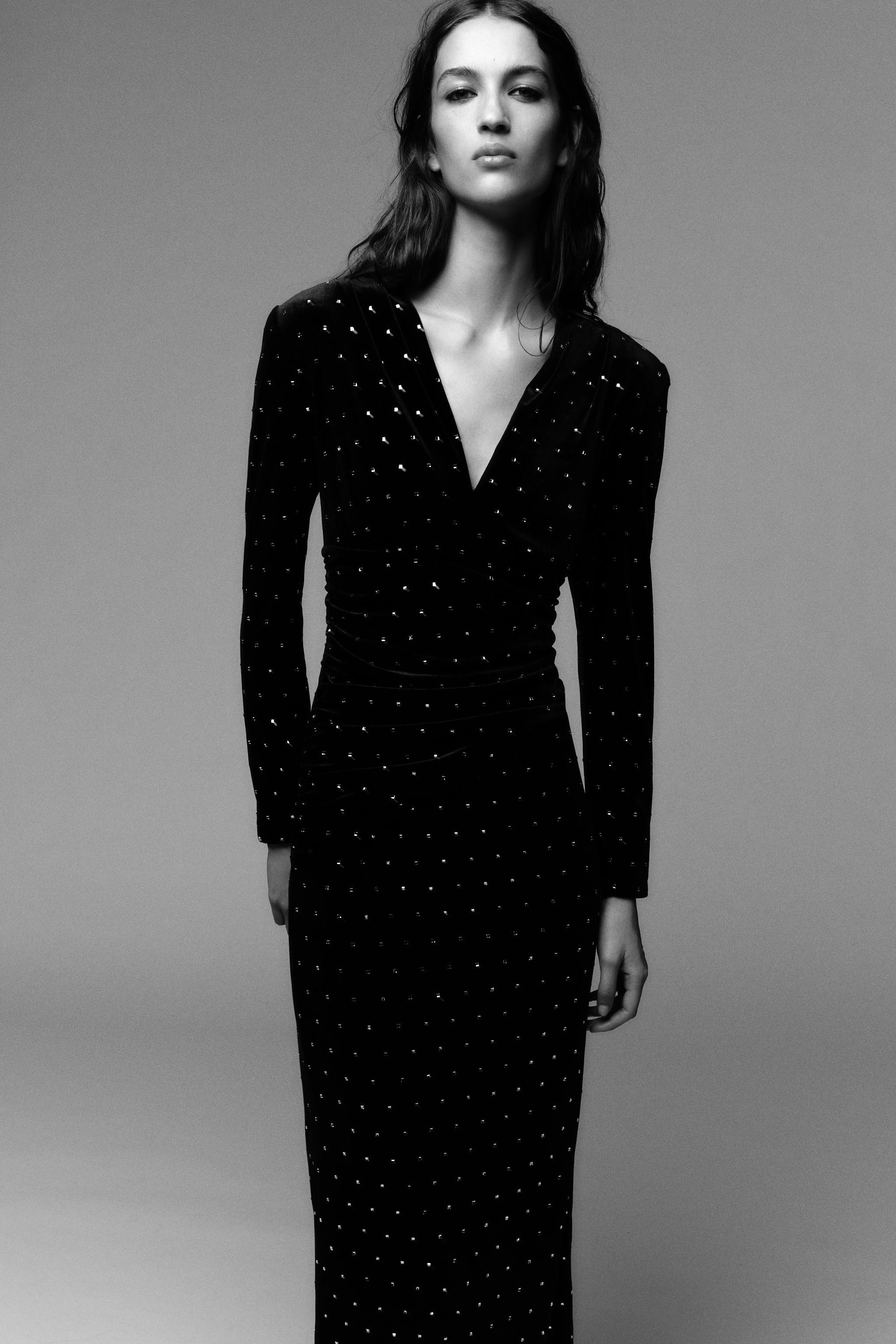 SPARKLY VELVET MIDI DRESS | Zara UK