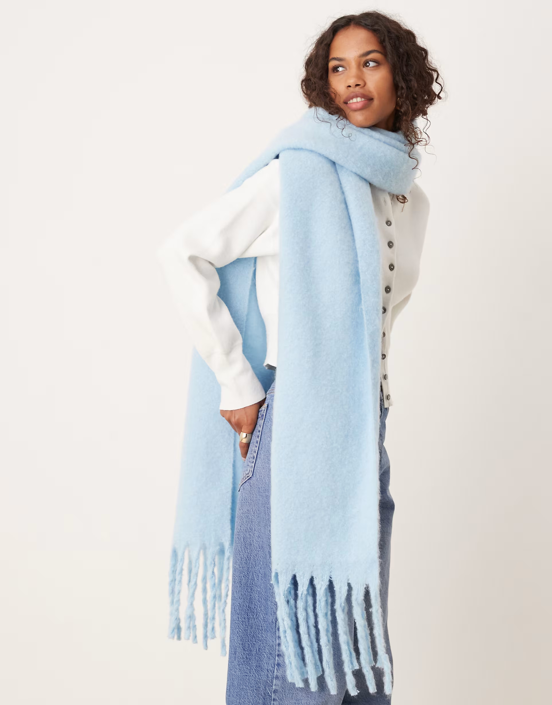 My Accessories super soft oversized blanket scarf in blue | ASOS (Global)