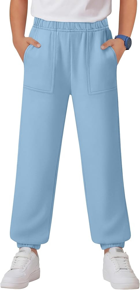 Boys Sweatpants 5-14Y Elastic Waist Joggers Kids Athletic Workout Baggy Outdoor Hiking Pants with... | Amazon (US)