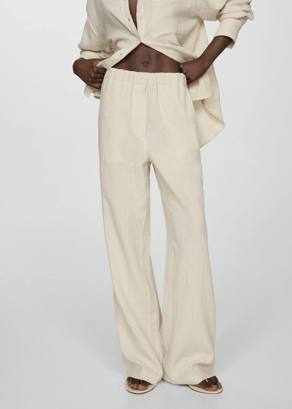 Cotton wideleg trousers | MANGO (UK)