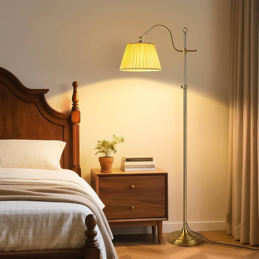 Gold Brass Brushed Floor Lamp, Remote and Bluetooth Dimming | Amazon (US)