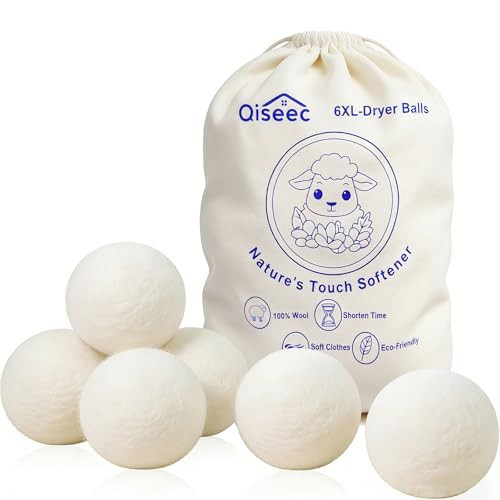 Wool Dryer Balls 6-Pack XL - Natural Reusable Laundry Fabric Softener, Reduces Wrinkles & Drying Time, Hypoallergenic, Leaves Fabrics Naturally Soft and Fluffy | Amazon (US)