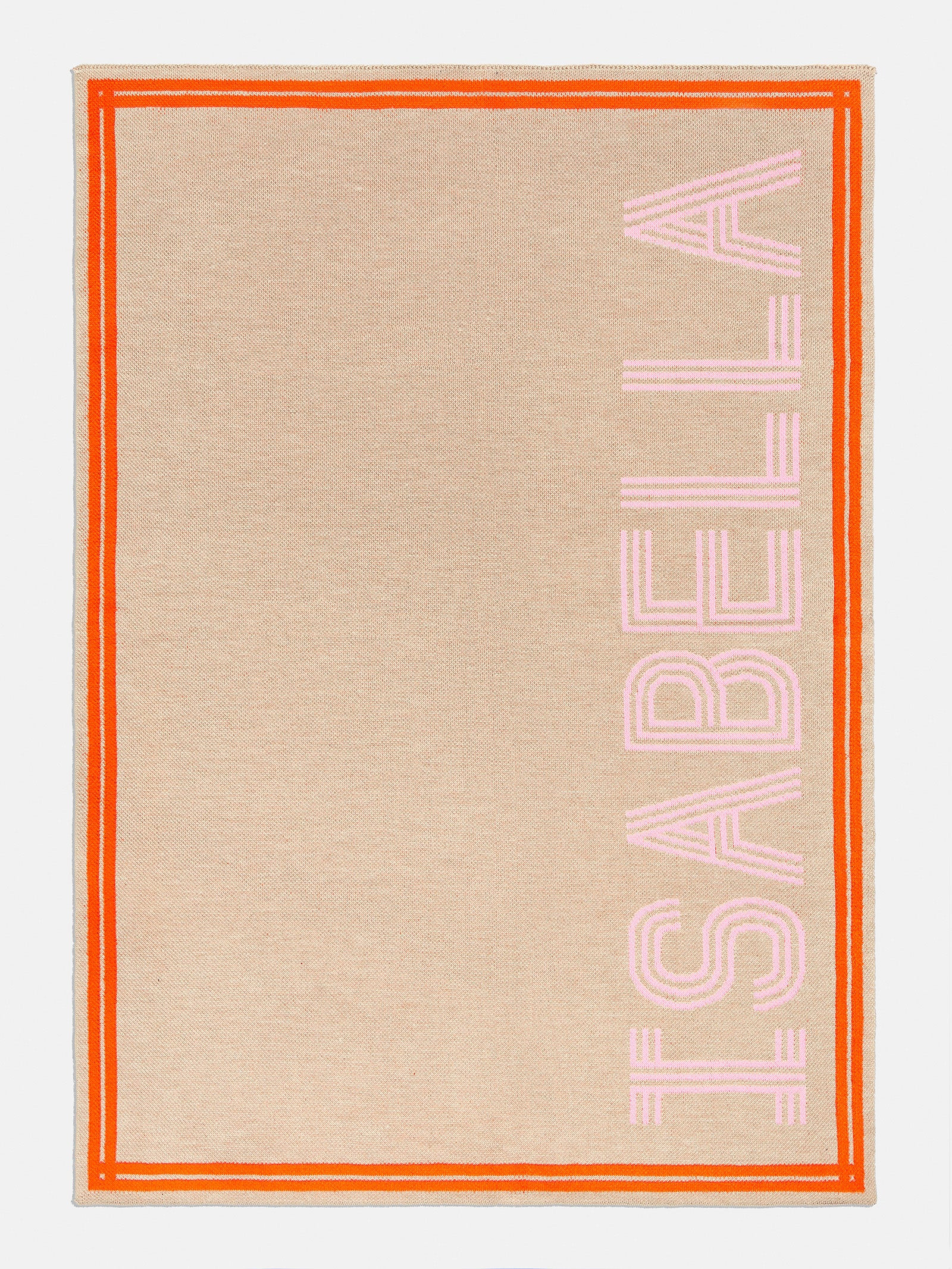 Your Name In Stripes Custom Blanket - Tan / Pink | BaubleBar (US)