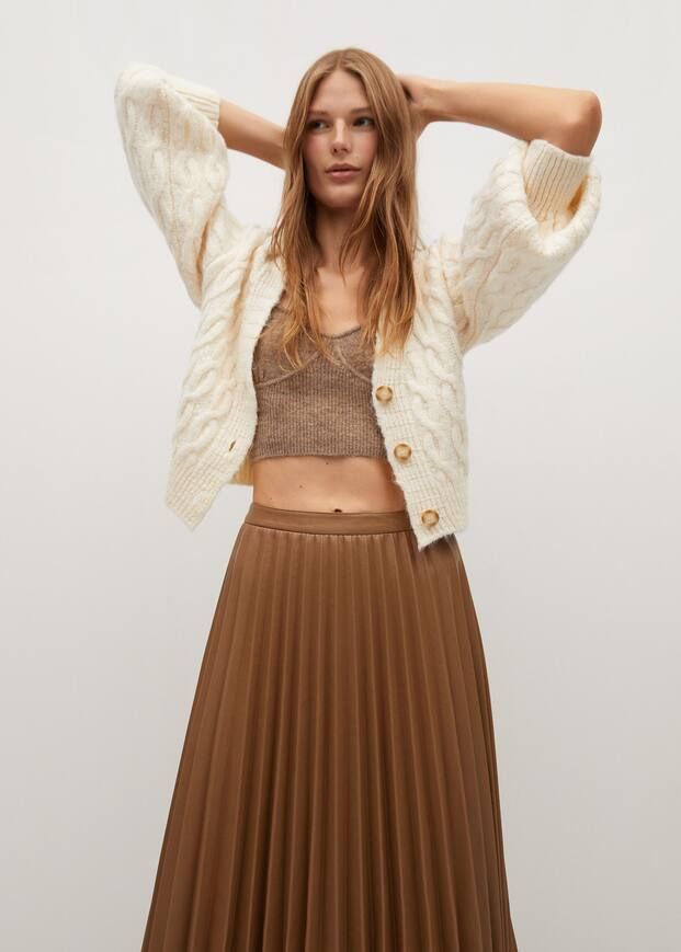 Faux-leather pleated skirt | MANGO (US)