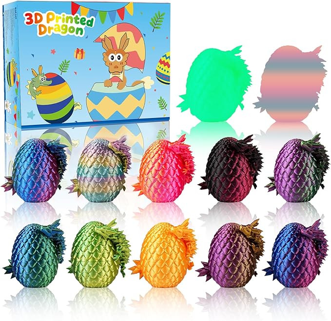 JOMBY 12PCS 3D Printed Dragon Eggs with Dragon Inside, Prefilled Easter Eggs with Dragon Toy for ... | Amazon (US)