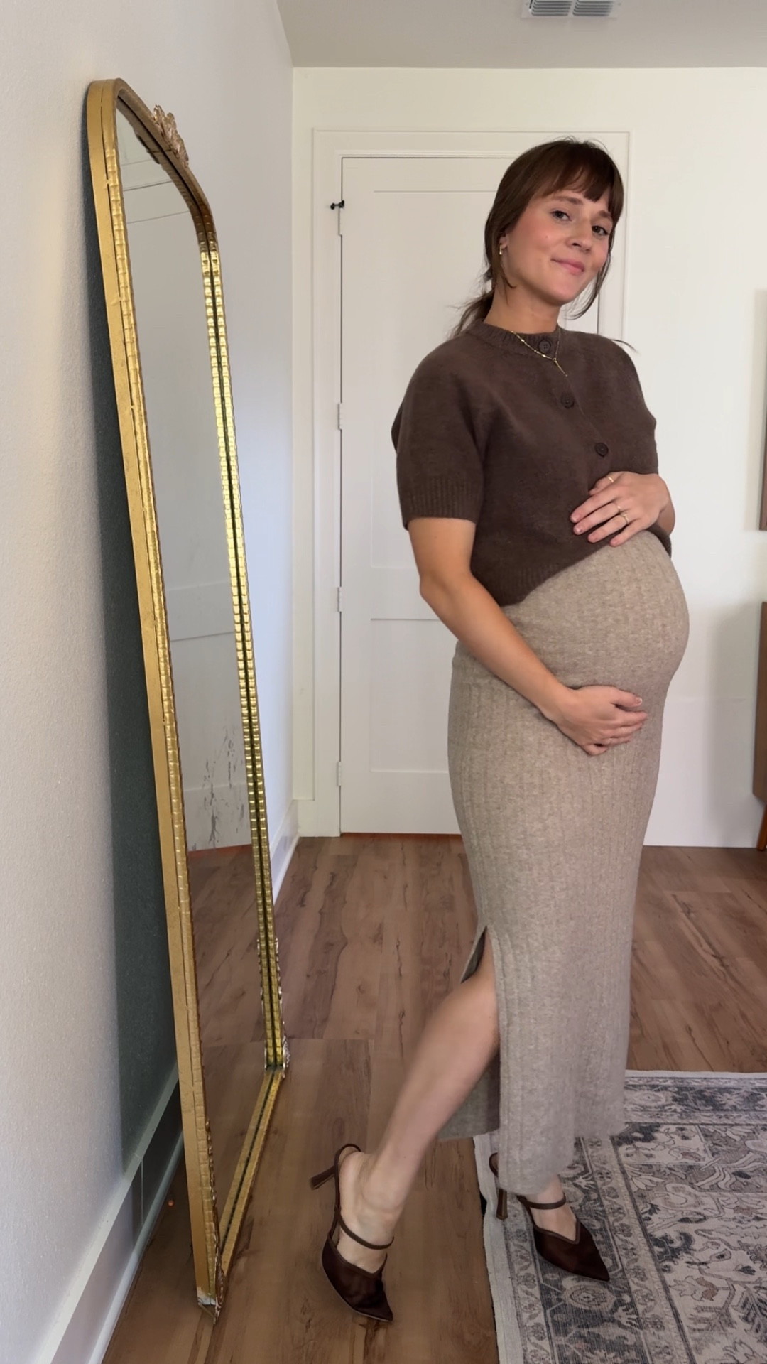 30 weeks pregnant modest Sunday church OOTD. Maternity-friendly, but not maternity which always feels like a win to me because you can wear it postpartum too 🙌🏻 

#LTKBump #LTKFallSale #LTKSeasonal