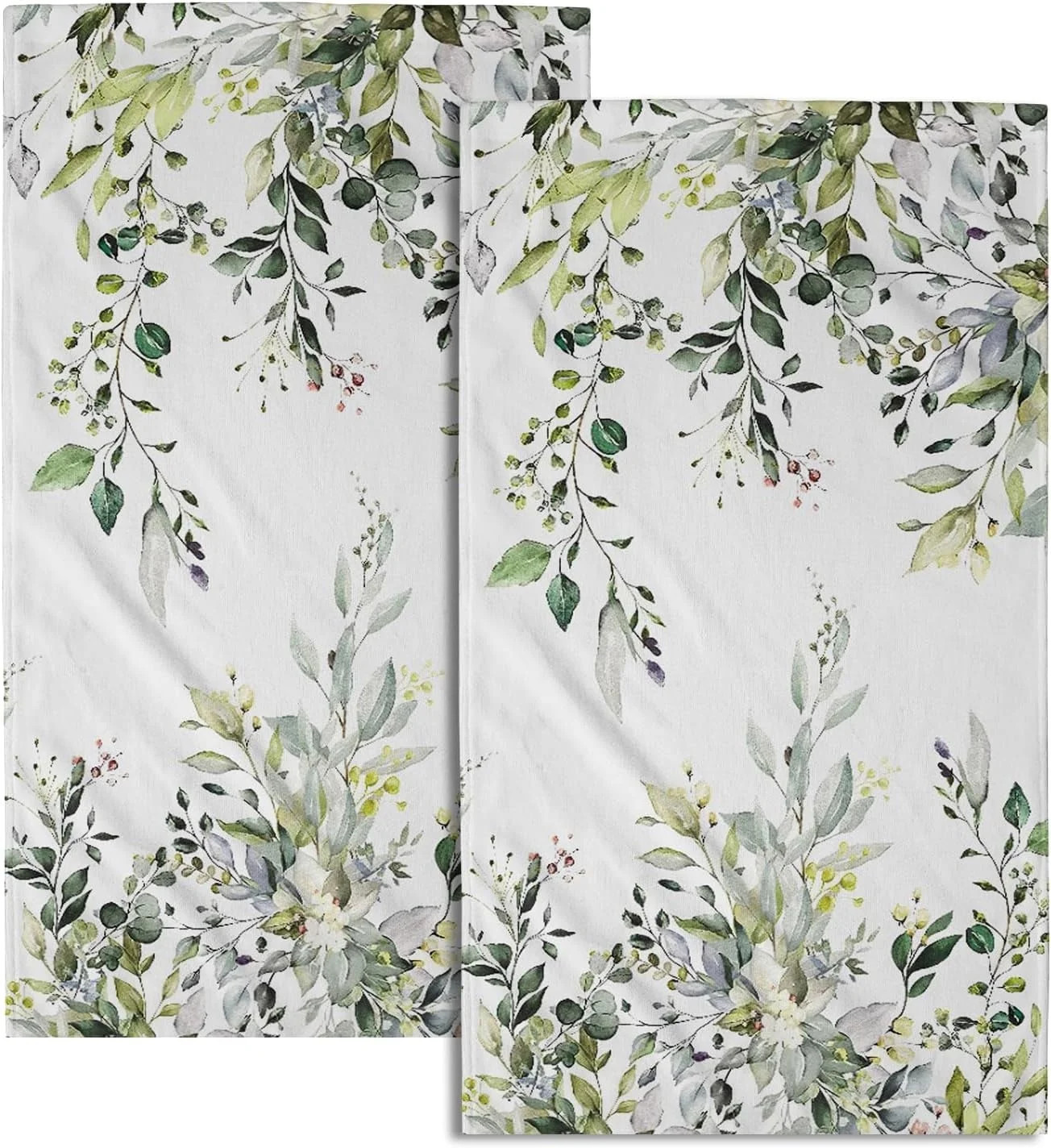 Green Eucalyptus Hand Towels, 2 PCS Sage Leaves Soft Absorbent Small Bath Towel Kitchen Dish Gues... | Walmart (US)