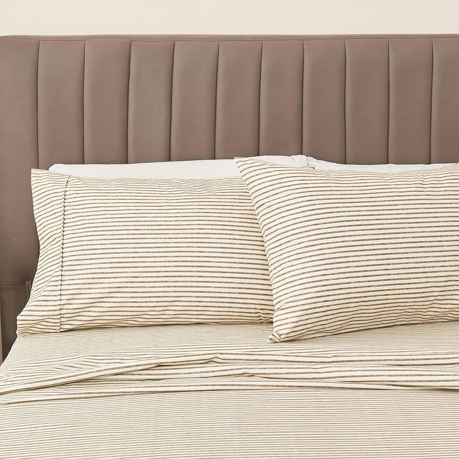Great Bay Home 4-Piece Queen Size Stripe Microfiber Sheet Set | Ultra-Soft, Brushed Bedding Sheet... | Amazon (US)