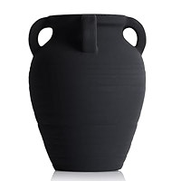 Handmade Black Vase - 8.2" Tall Terracotta Vases with 4 Ear Design, Wide Mouth Vintage Vases, Rus... | Amazon (US)