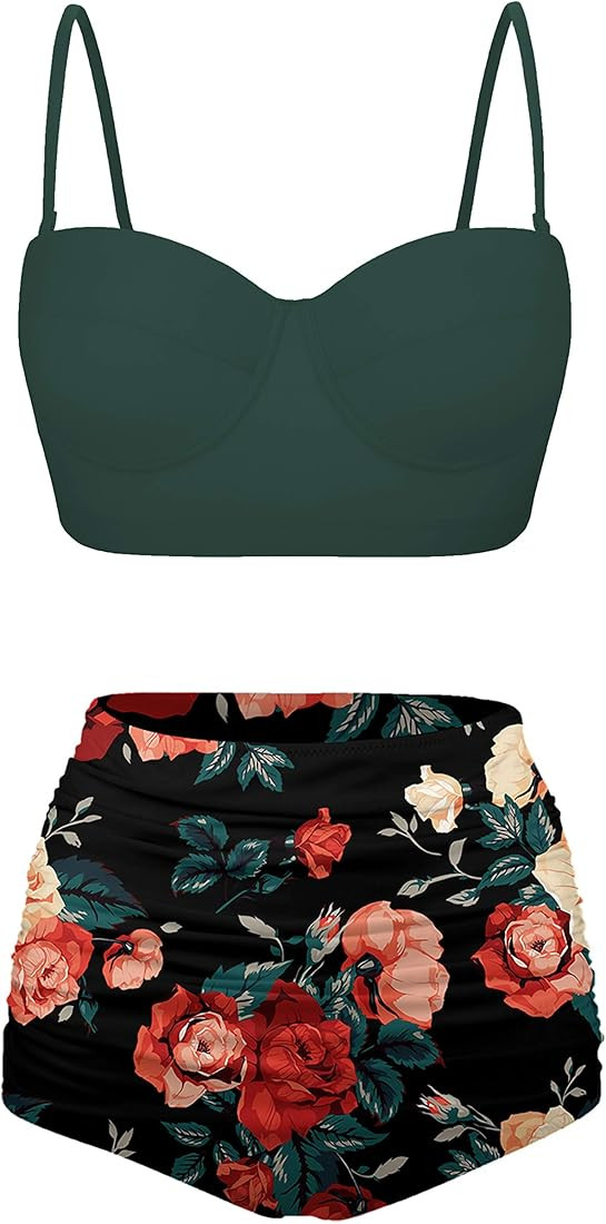 Angerella Women Vintage Polka Dot High Waisted Bathing Suits Bikini Set | Amazon (US)