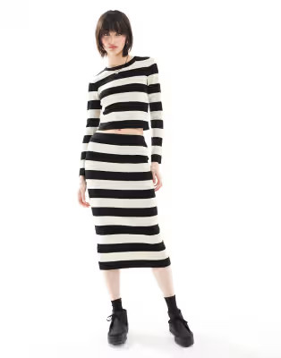 Noisy May knitted co-ord in black & white stripe | ASOS | ASOS (Global)