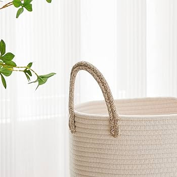 VIPOSCO Large Laundry Hamper, Tall Woven Rope Storage Basket for Blanket, Toys, Dirty Clothes in ... | Amazon (US)