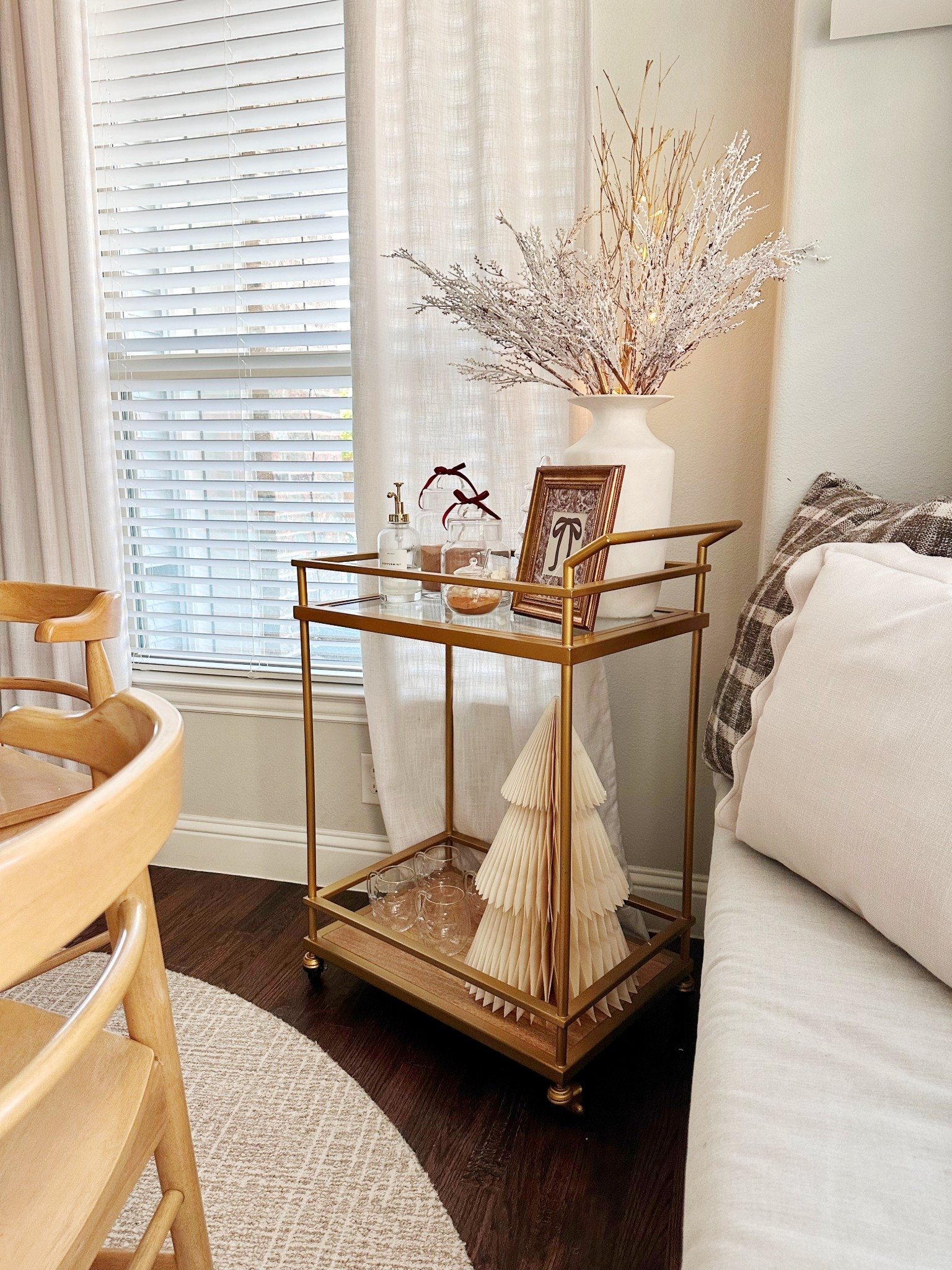 Hot cocoa cart for the season. ♥️ Every holiday season needs a cocoa moment ☕️✨ I added mugs, marshmallows, and winter branches. My kids love this!

#LTKFamily #LTKHoliday #LTKHome
