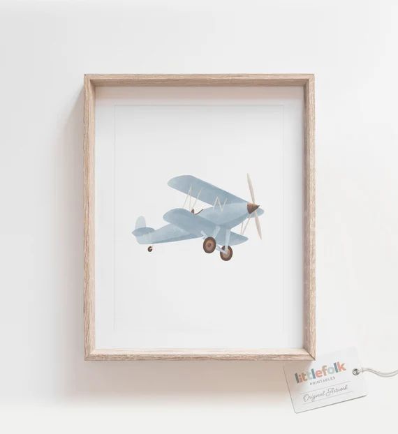 Vintage Plane Print Biplane Wall Art Printable Wall Art | Etsy | Etsy (US)