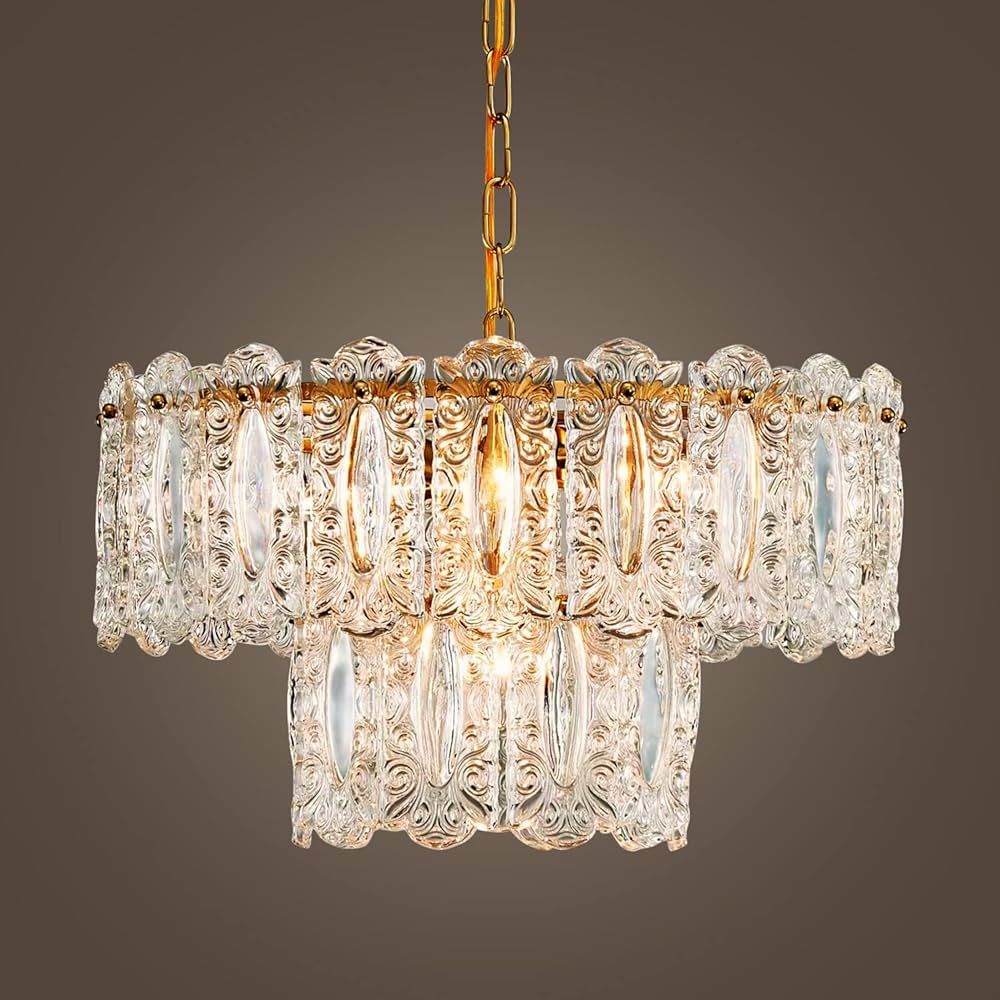 AGV LIGHTING CH010 Crystal Chandelier, Vintage Pendant Chandelier Lighting with 4-Lights, D18 x H... | Amazon (US)