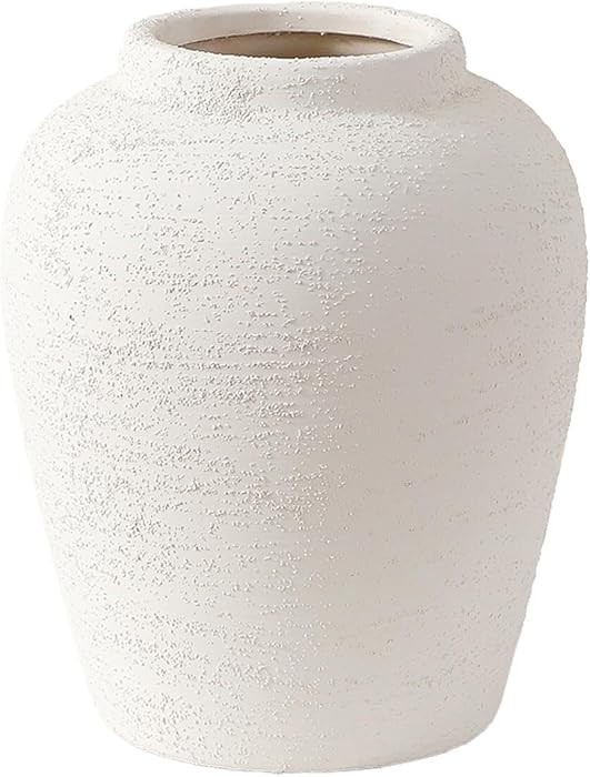 White Ceramic Vase Rustic Modern Farmhouse Vase for Home Decor, Decorative Flower Vase for Pampas... | Amazon (US)