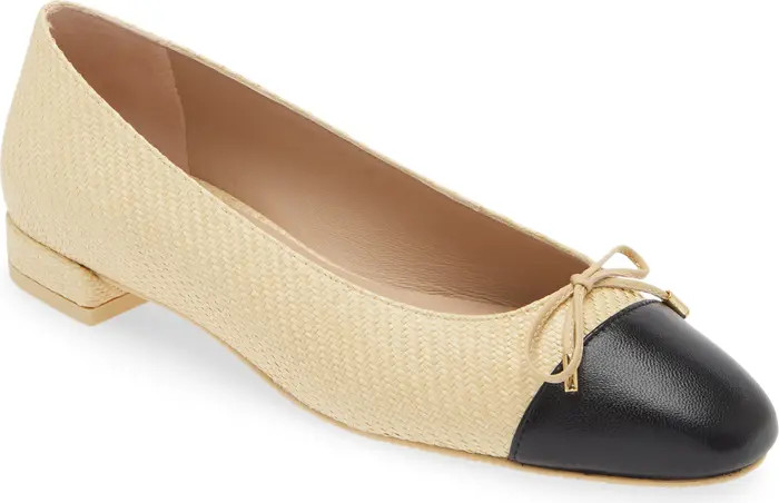 Stuart Weitzman Sleek Cap Toe Bow Flat (Women) | Nordstrom | Nordstrom