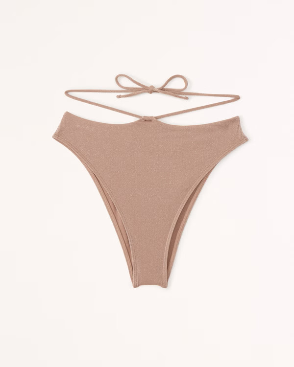 Women's Shimmer Strappy High-Waist High-Leg Cheeky Bottoms | Women's Swimwear | Abercrombie.com | Abercrombie & Fitch (US)