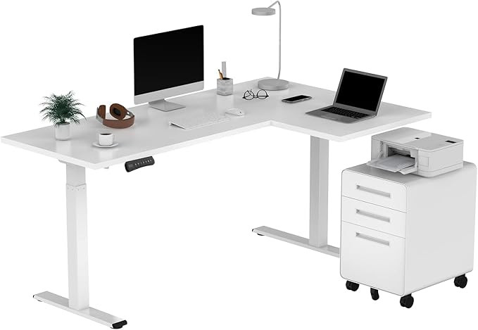 SANODESK Dual Motor L-Shaped Electric Standing Desk Height Adjustable Stand up Desk with 3 Drawer... | Amazon (US)