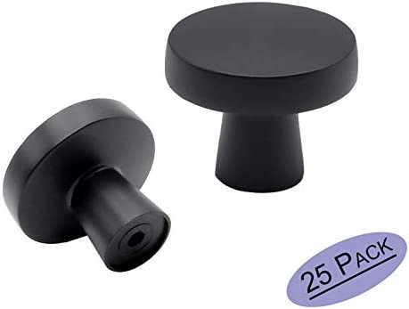 25 Pack goldenwarm Kitchen Drawer Knobs Matte Black Cabinet Door Knobs Round - LS5310BK Mushroom ... | Amazon (US)