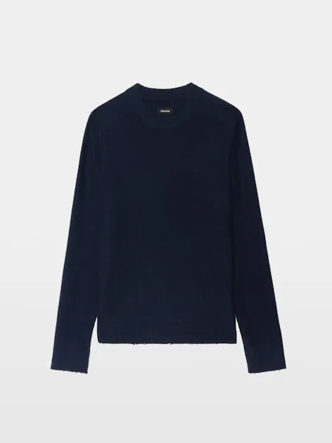 Jordan Sweater in Wool and Cashmere Navy | Zadig&Voltaire | Zadig et Voltaire (US)