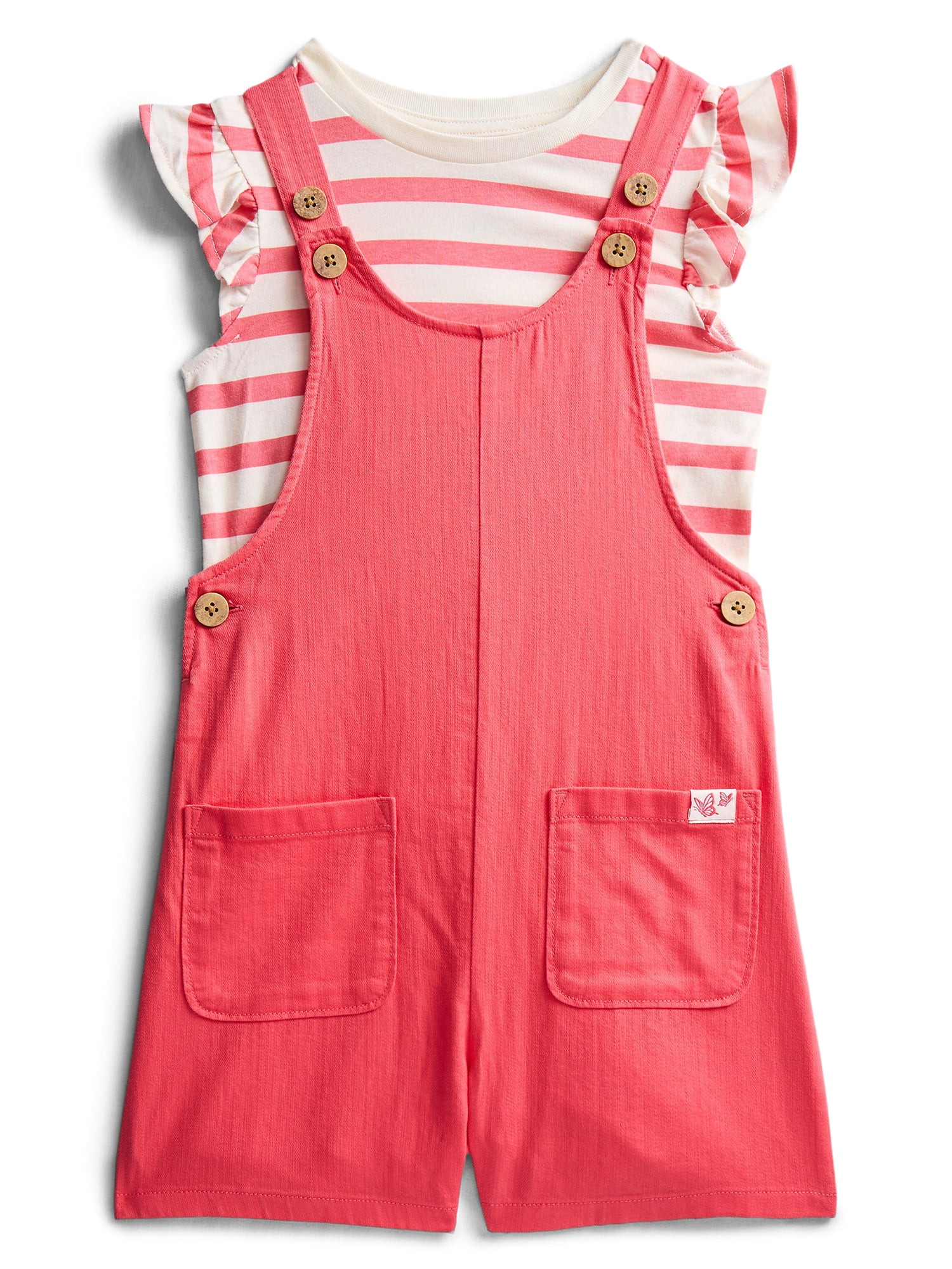 Wonder Nation Girls Shortall and Short Sleeve Tee Set, 2-Piece, Sizes 4-10 - Walmart.com | Walmart (US)