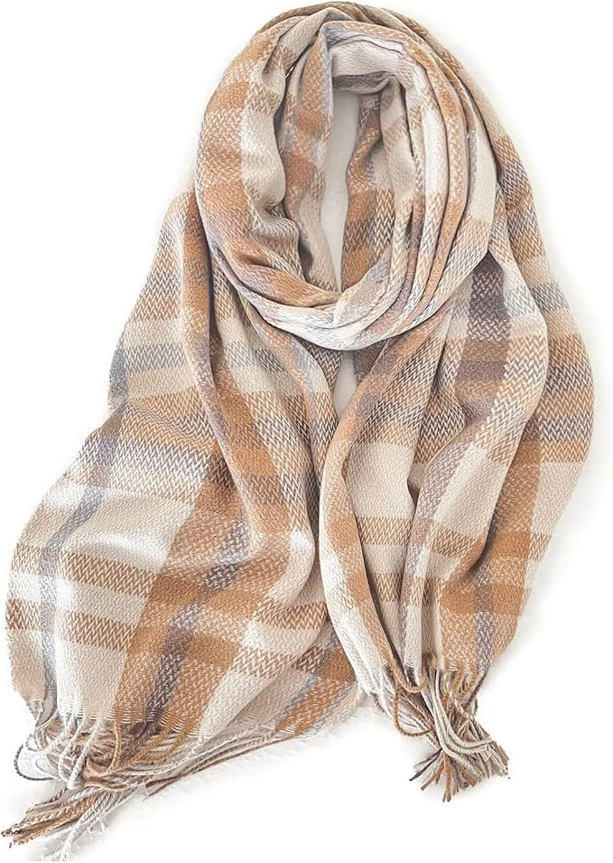 Scarf for Women Winter Fall Cashmere Feel Multicolor Plaid Scarves Fashion Long Shawls Checked Ne... | Amazon (US)