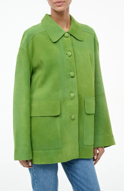 STAUD Roxanne Suede Jacket in Leaf at Nordstrom, Size Large | Nordstrom