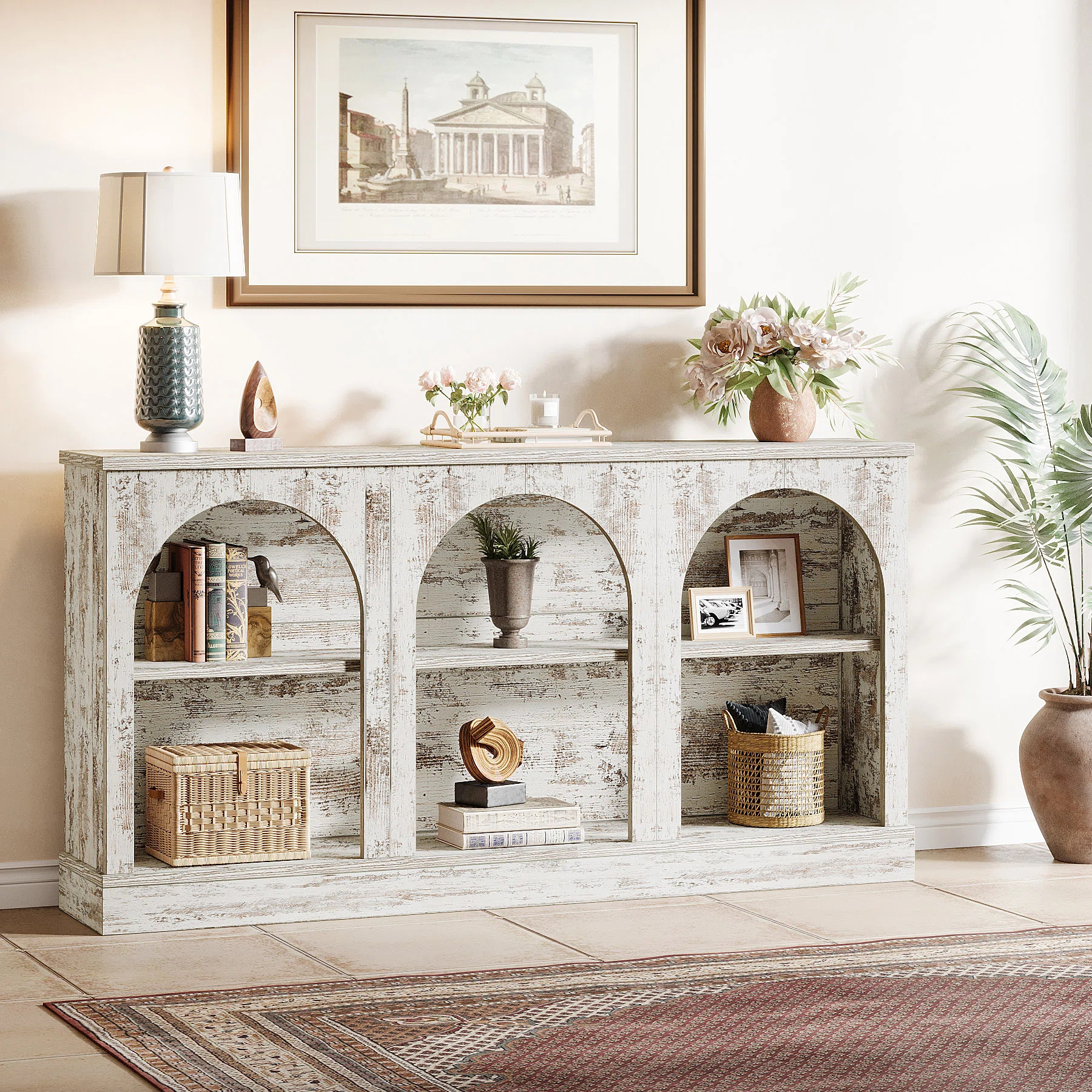 Chiswick 63" Long Wooden Farmhouse Entryway Console | Wayfair North America
