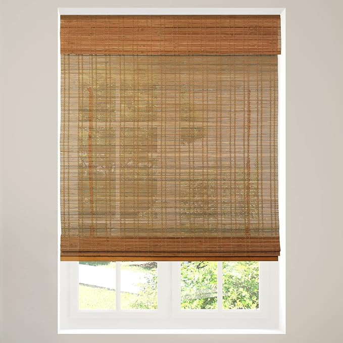 Calyx Cordless Bamboo Roman Shade Blind, Light Filtering, 22.5" W x 64" H, Ceylon Light Russet | Amazon (US)
