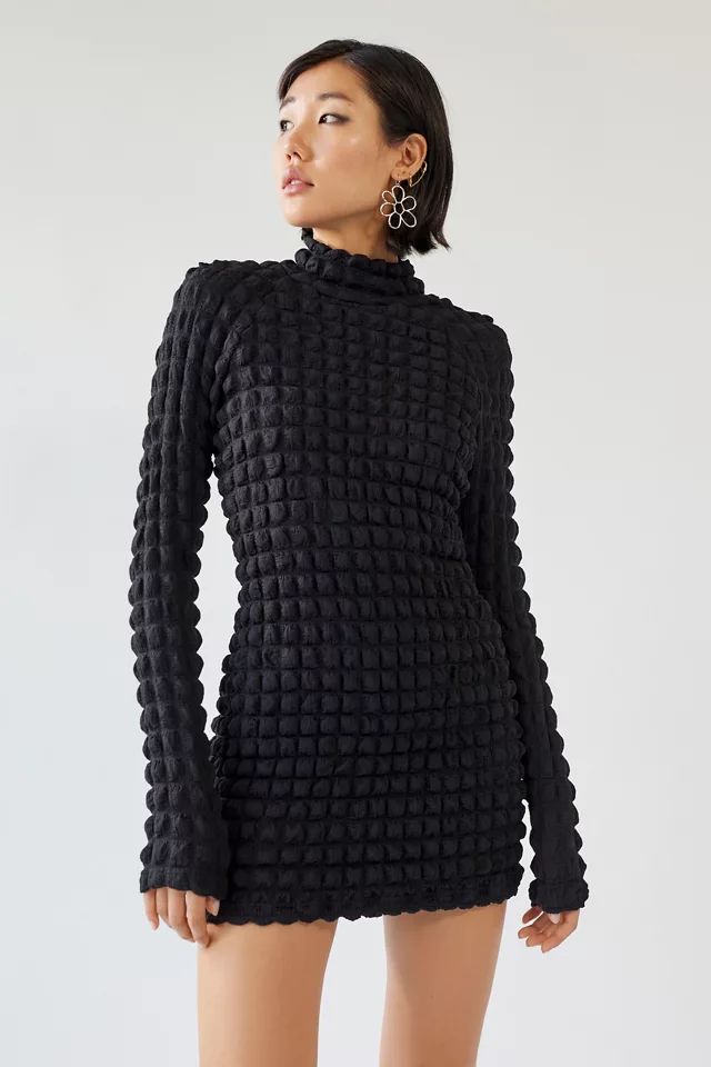 UO Pia Bubble Knit Long Sleeve Mini Dress | Urban Outfitters (US and RoW)