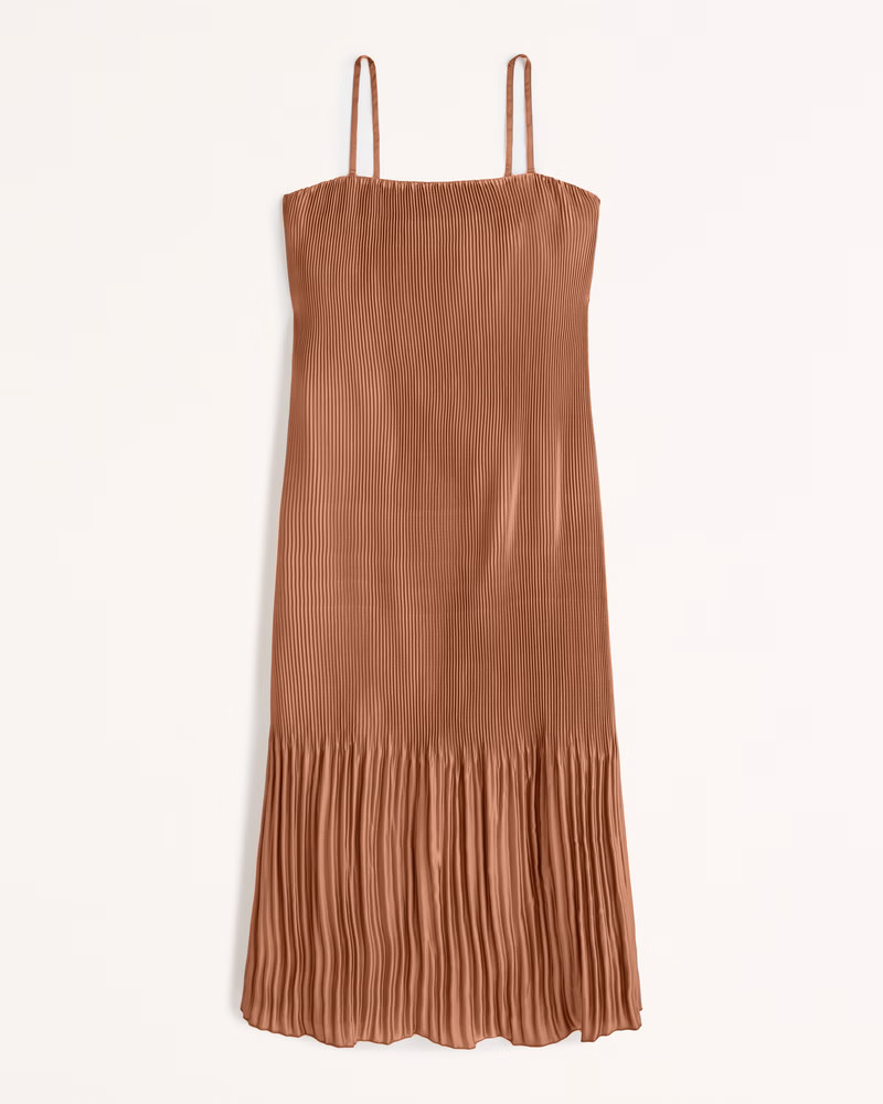 Strapless Pleat Release Midi Dress | Abercrombie & Fitch (US)