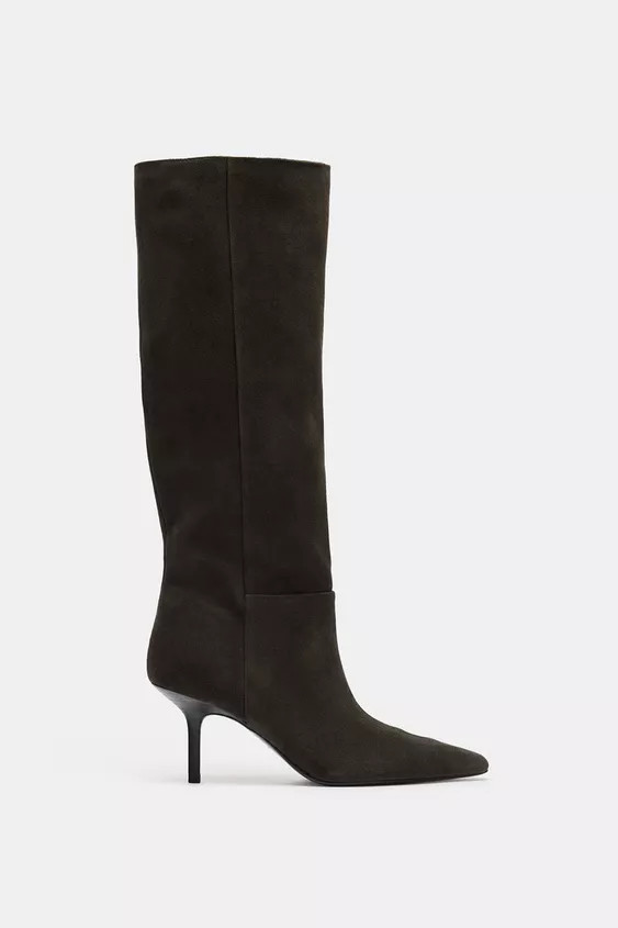 SPLIT SUEDE HEELED BOOTS | Zara UK